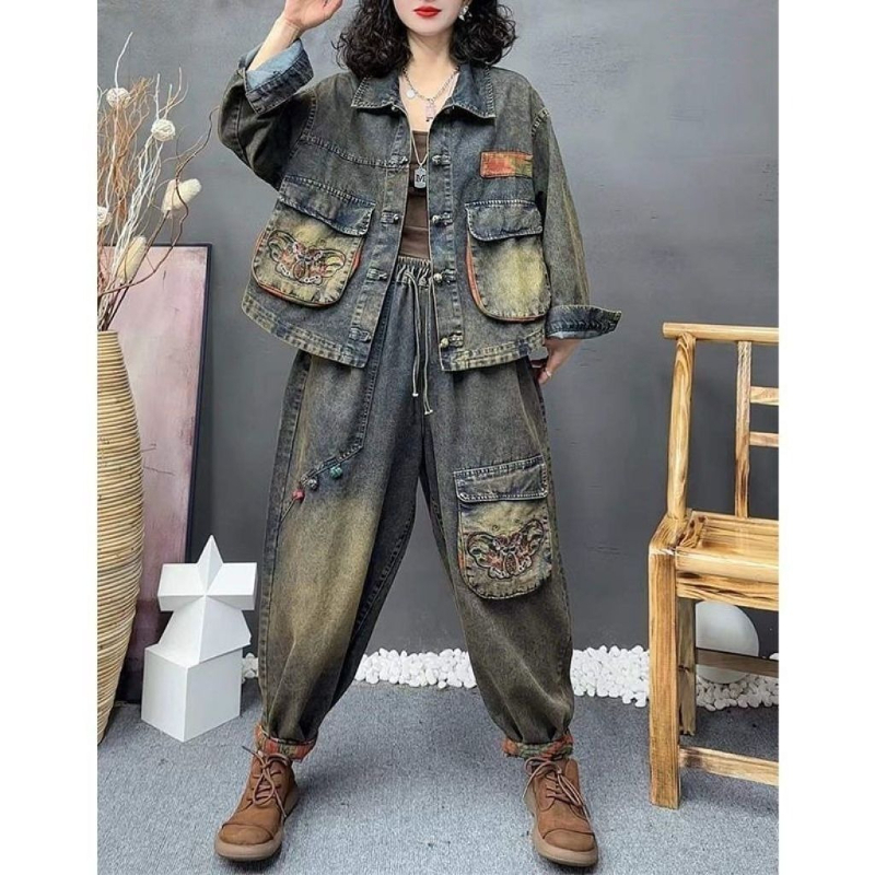 Vintage Fashion Jacket - Setelan Koboi Bordir Gaya Retro untuk