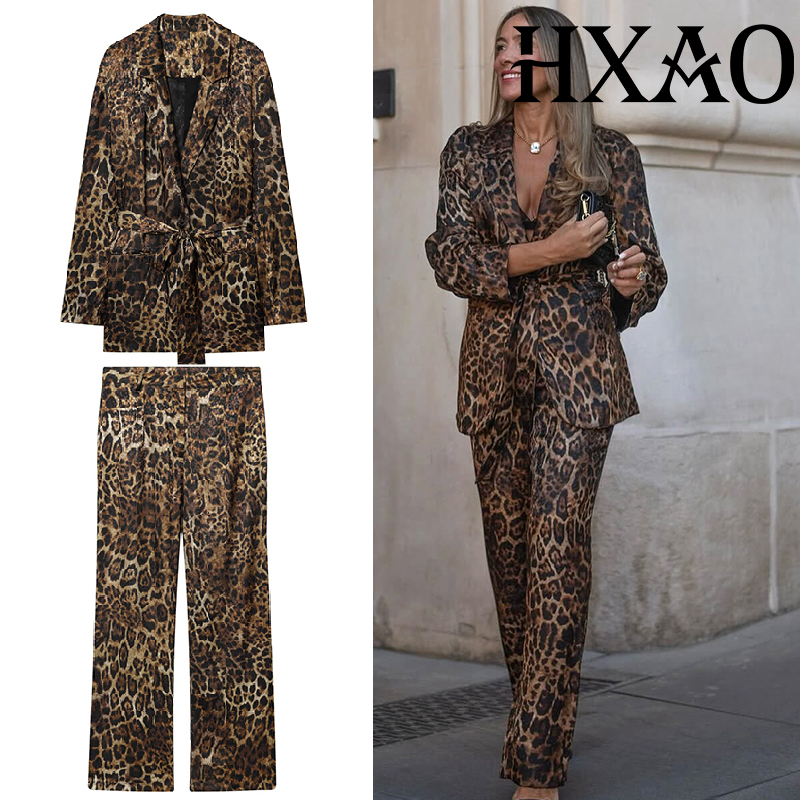 Vintage Fashion Jacket - Set Celana Leopard HXAO 2 Potong