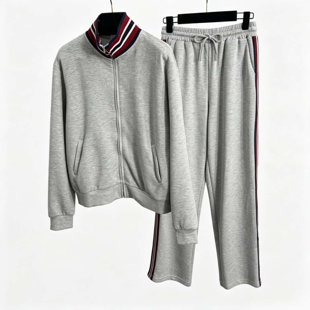 Vintage Fashion Jacket - Setelan Olahraga 2-Potong dengan Kerah Rib