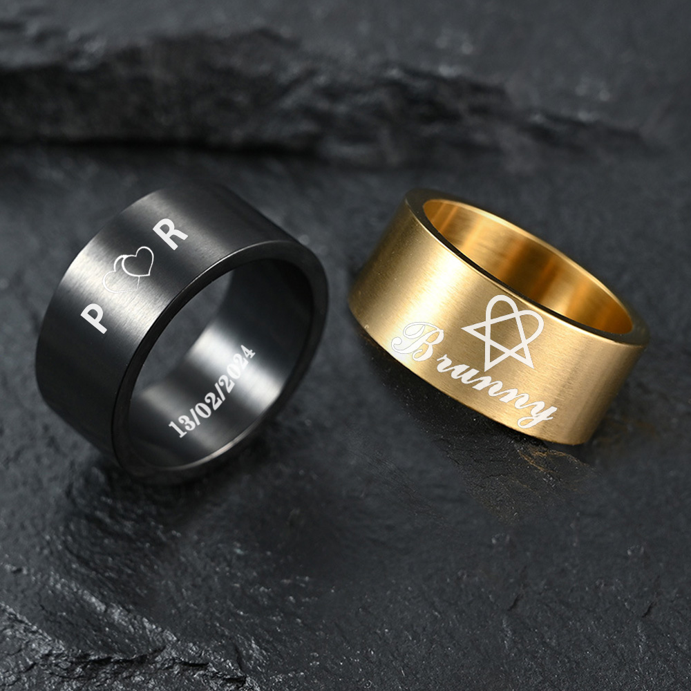 Vintage Fashion Rings For Women - Cincin Pernikahan Hitam dari Baja Anti