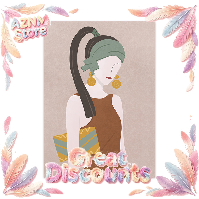 Vintage Fashion Art - Poster Seni Dinding Gadis Mode Abstrak
