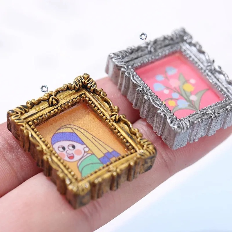 Vintage Fashion Earrings - 10 Buah Liontin Bingkai Foto Resin