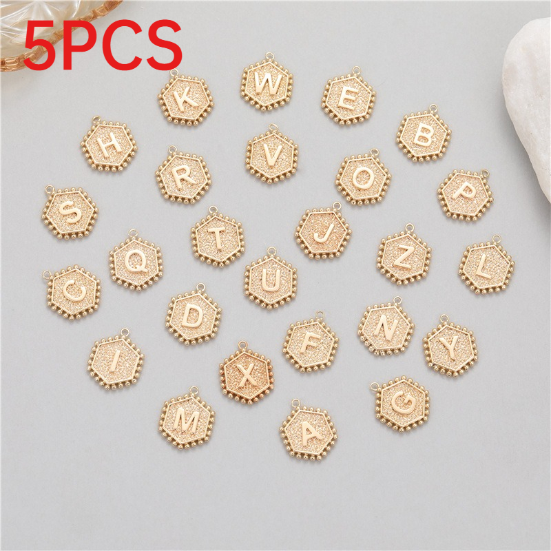 Vintage Fashion Earrings - 5 Buah Rivet Heksagonal 26 Huruf