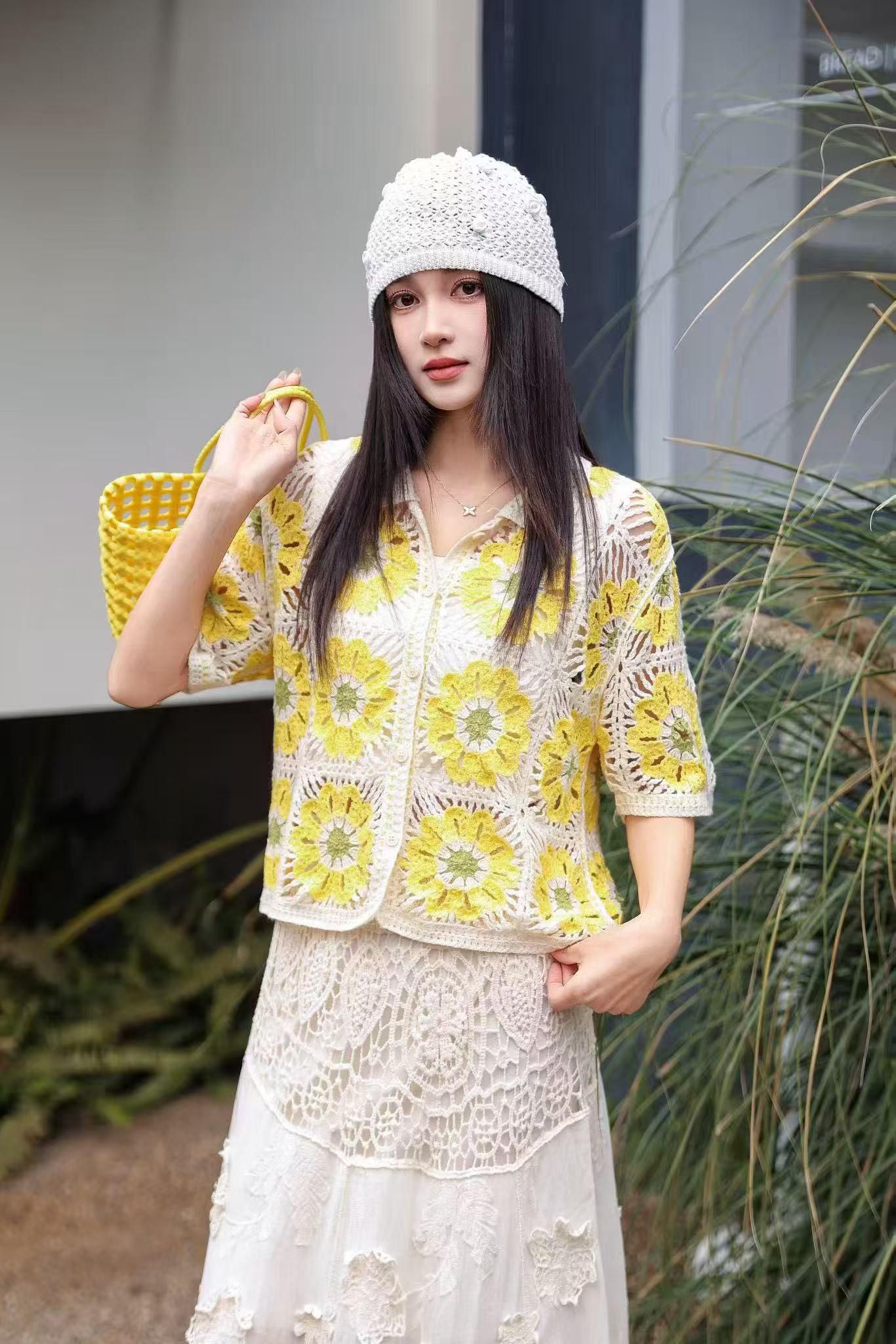 Kaos Rajut Granny Square Croch - Crochet Top Boho ulasan dan harga