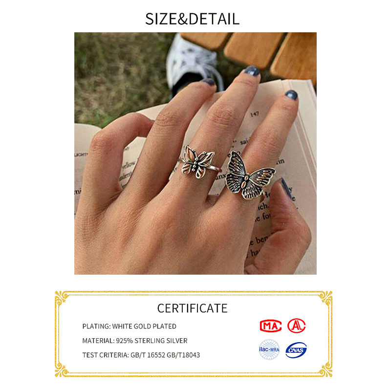 925 Sterling Cincin Kupu-kupu  - Vintage Fashion Rings For Women ulasan dan harga
