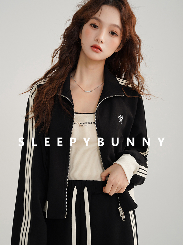 Jaket Ritsleting Kontras Hitam - Vintage Fashion Jacket ulasan dan harga