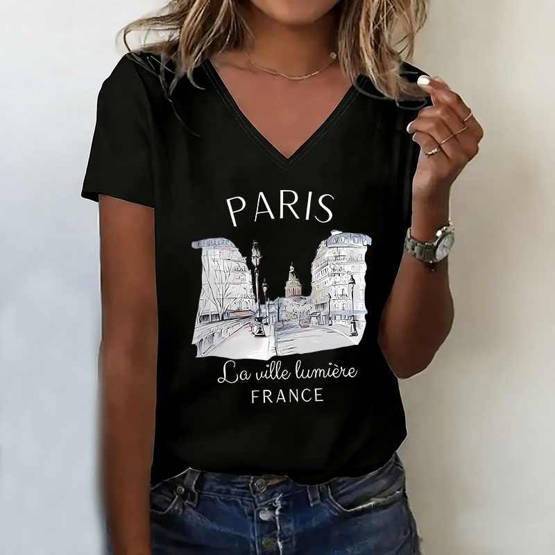 Kaus Paris Vintage Kerah V Mod - Vintage Fashion In Paris ulasan dan harga