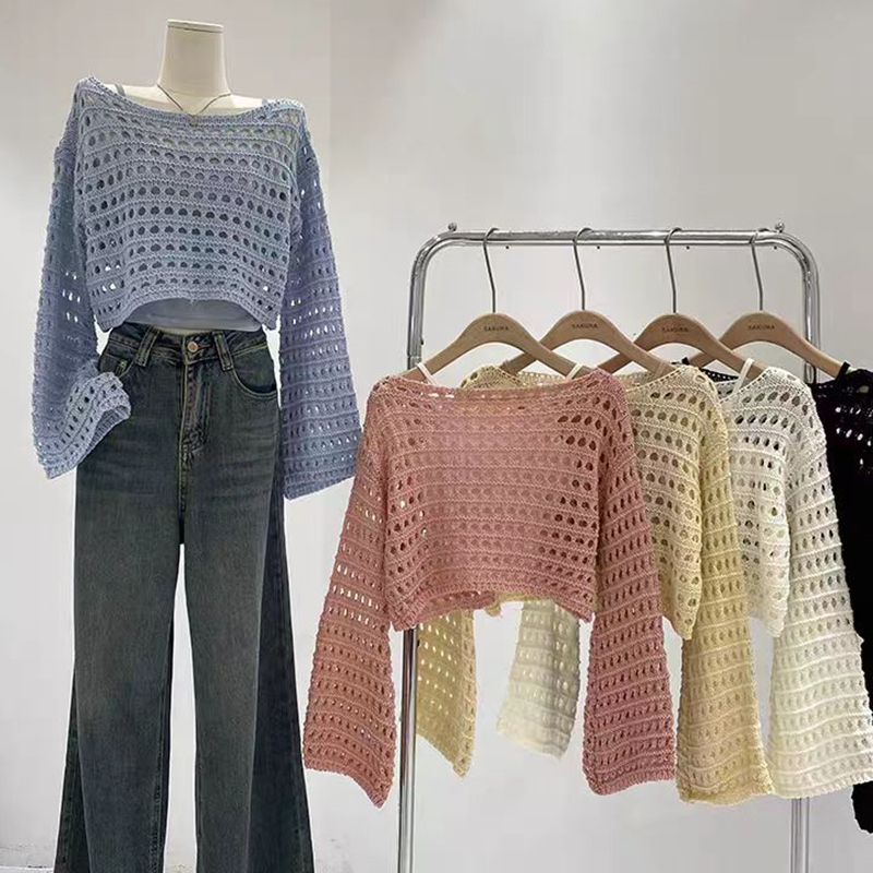 Atasan rajut rajut lengan panj - Crochet Top Boho ulasan dan harga