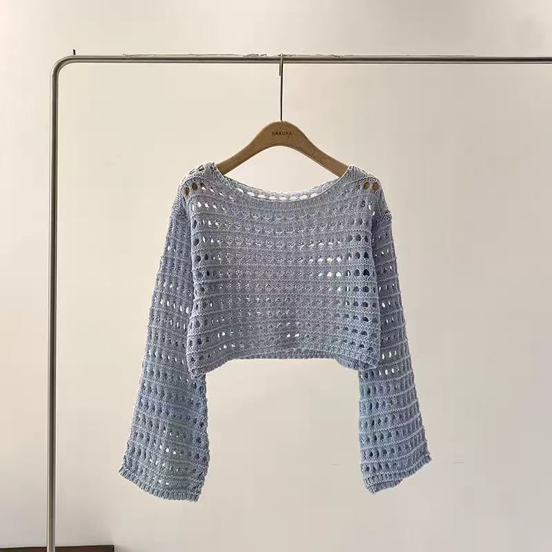 Atasan rajut rajut lengan panj - Crochet Top Boho ulasan dan harga