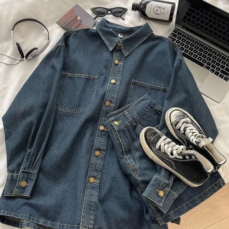 Set Rok Denim Y2K: Jaket Kanci - Vintage Fashion Jacket ulasan dan harga