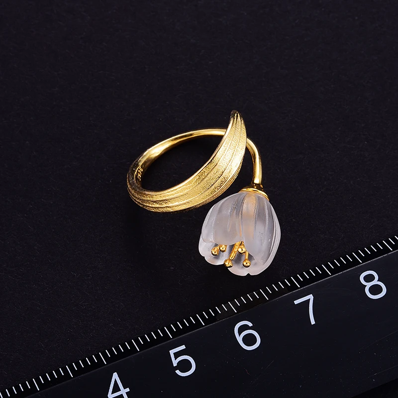 Cincin terbuka daun bunga lemb - Vintage Fashion Rings For Women ulasan dan harga