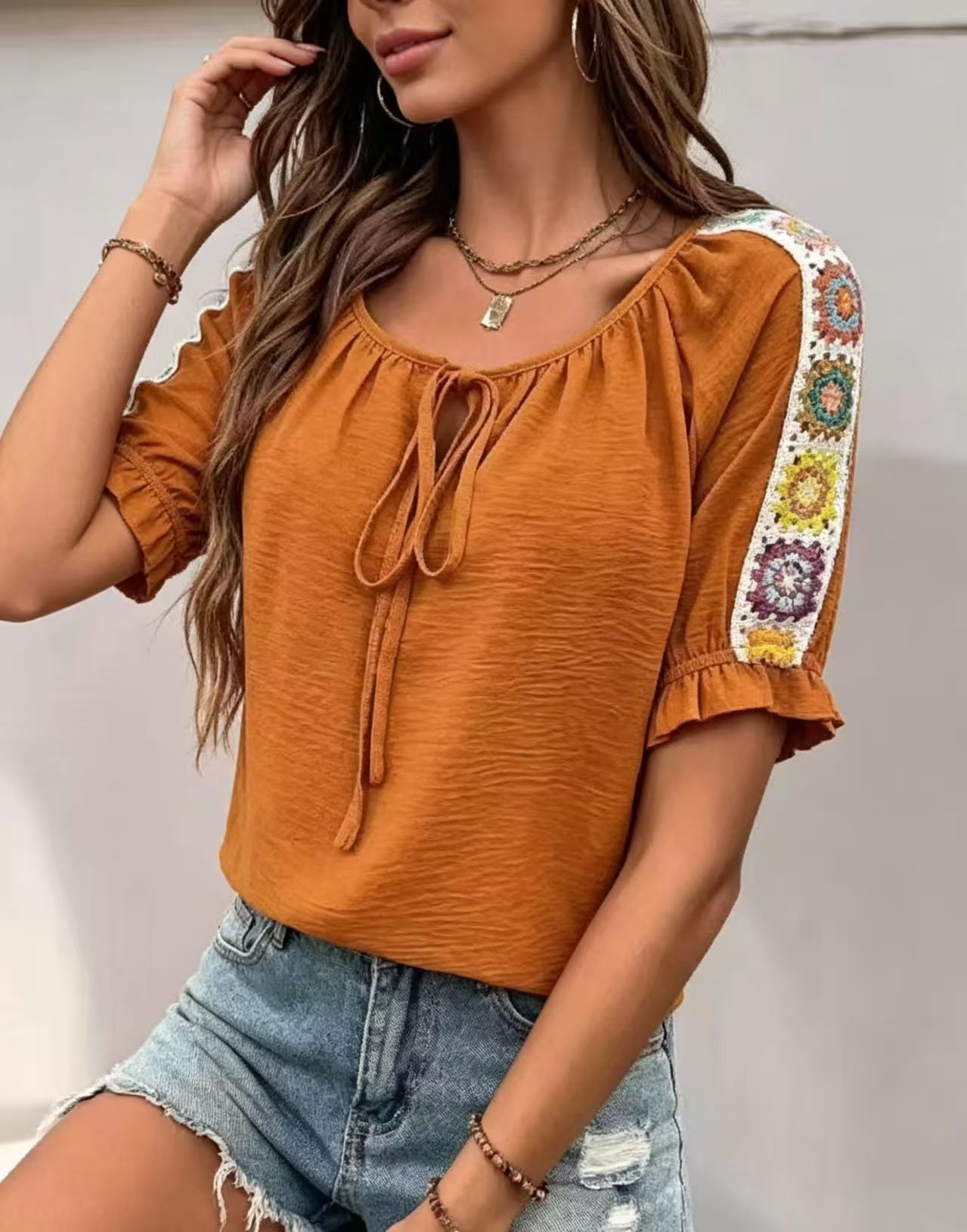 Blus Wanita Boho dengan Ikat L - Crochet Top Boho ulasan dan harga