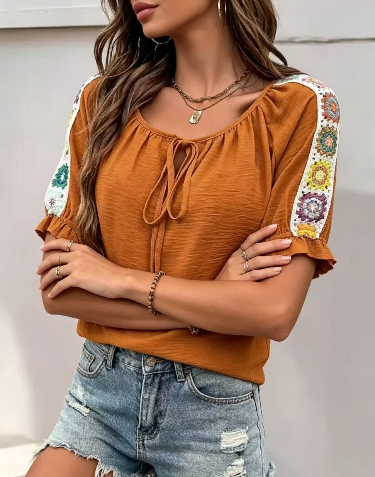 Blus Wanita Boho dengan Ikat L - Crochet Top Boho ulasan dan harga
