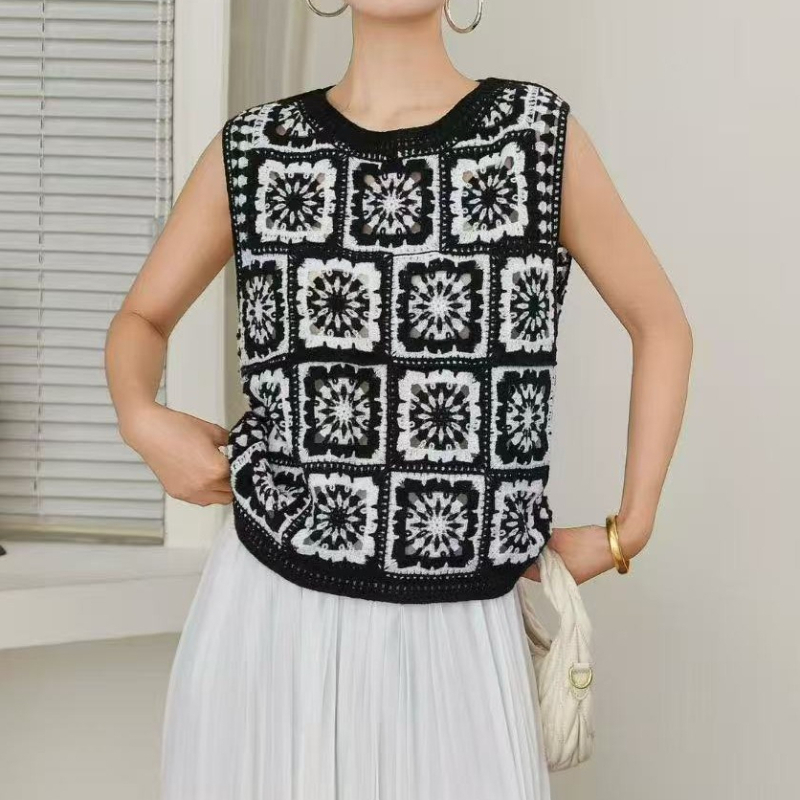 Atasan Rajut Granny Square Tan - Crochet Top Boho ulasan dan harga